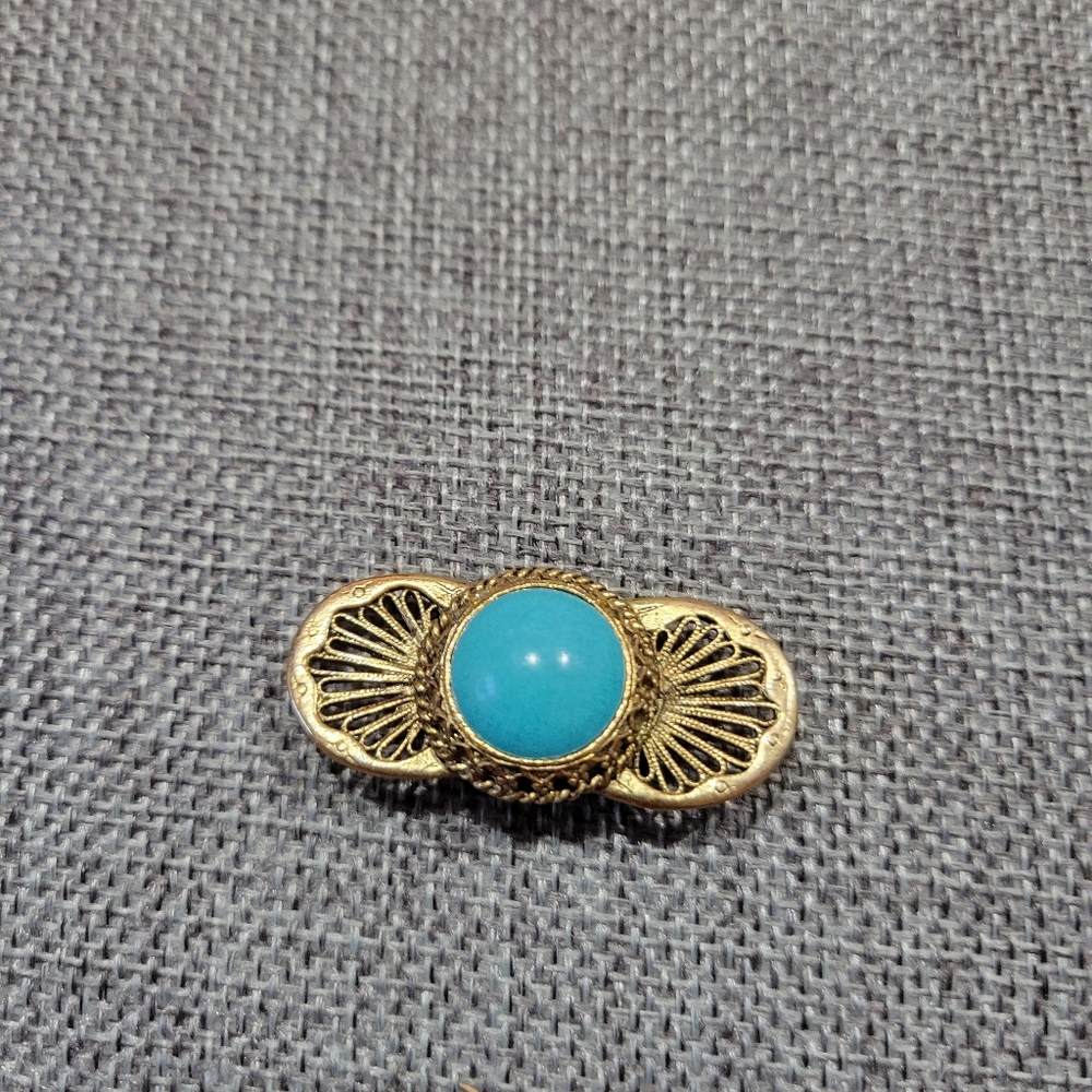 Gold and Turquoise Brooch